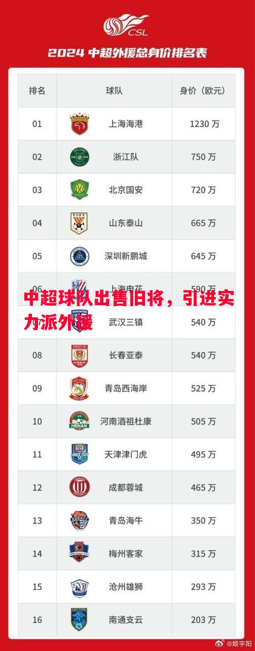 中超球队出售旧将,引进实力派外援 中超球队出售旧将,引进实力派外援